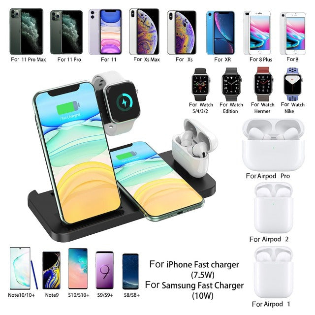 Space-Saving 4-in-1 Fast Wireless Charger